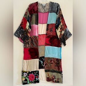 Aria Vintage Velvet Patchwork Kimono Duster Jacket Boho Chic